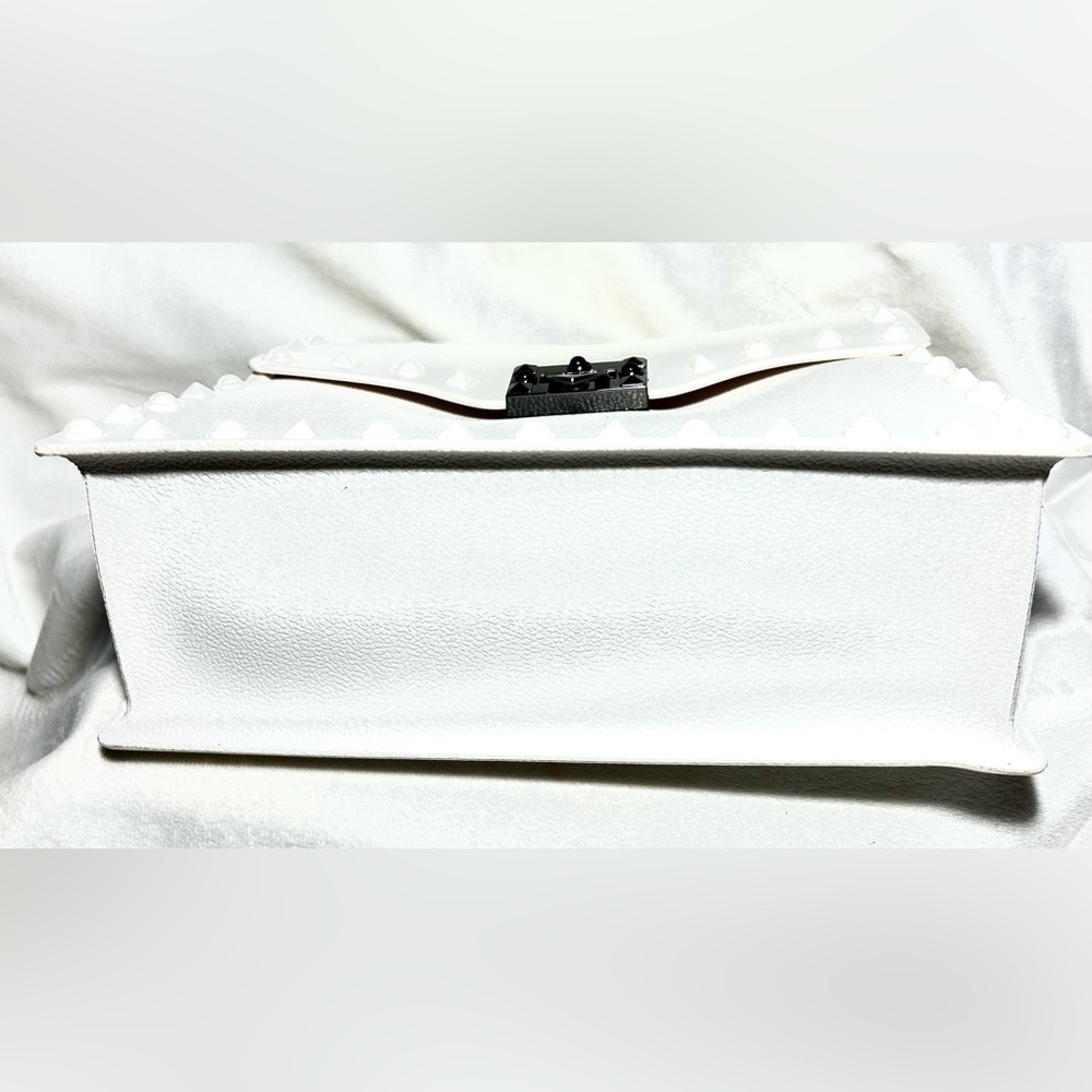 White Studded Jelly Rubber Purse bag detach shoulder strap adjustable Crossbody - Picture 6 of 8